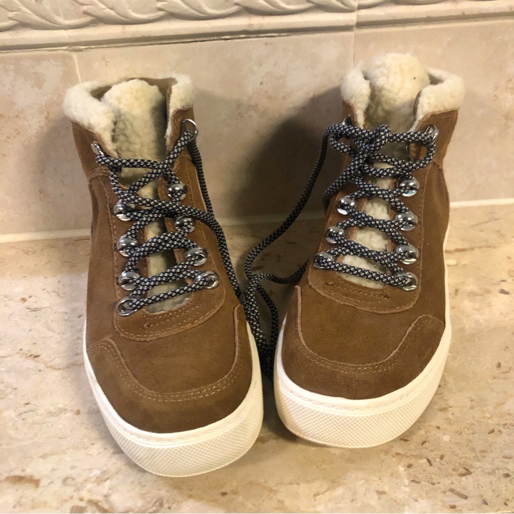 Marc Fischer Women’s Summa High Top Brown Tan Suede Winter Sneakers Size 7.5